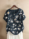 Img 6 - Floral Printed Round-Neck Shirt Loose Casual Plus Size Women Short Sleeve Blouse