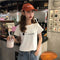 IMG 122 of Short Tops Women T-Shirt insSummer Slim Look Popular White Undershirt Sleeve T-Shirt