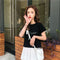 IMG 131 of Short Tops Women T-Shirt insSummer Slim Look Popular White Undershirt Sleeve T-Shirt