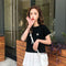 IMG 129 of Short Tops Women T-Shirt insSummer Slim Look Popular White Undershirt Sleeve T-Shirt