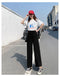 IMG 130 of Wide Leg Pants Women Summer Thin High Waist Drape Straight Loose Slim Look Black All-Matching Casual Floor Length Pants