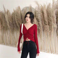 IMG 109 of Long Sleeved Sweater Women Under Slim Look Elegant Solid Colored Undershirt Sexy Outdoor Thin Pullover Outerwear