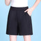 Img 3 - High Waist Casual Pants Summer Ice Silk Cotton Blend Thin Straight Loose Women Elastic Bermuda Shorts Bermuda Shorts
