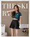 Img 8 - Korean High Waist Wide Leg Shorts Women Student Summer Black Slim Look A-Line Chiffon Culottes Casual Outdoor