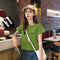 IMG 114 of Short Tops Women T-Shirt insSummer Slim Look Popular White Undershirt Sleeve T-Shirt