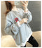 IMG 111 of Thin Sweatshirt Women Korean Student TPlus Size Plus Loose Non False Two-Piece Tops Outerwear