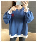 IMG 112 of Thin Sweatshirt Women Korean Student TPlus Size Plus Loose Non False Two-Piece Tops Outerwear