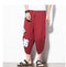 IMG 144 of Japanese Summer Flaxen Cropped Pants Men Solid Colored Casual Loose Plus Size Cotton Blend Harem Three-Quarter Pants