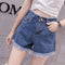 Img 8 - Navy Blue Denim Shorts Women Summer High Waist Plus Size Loose Korean Slim Look All-Matching Wide Leg Hot Pants