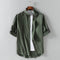 Cotton Blend Shirt Soft Breathable Summer Flaxen Three-Quarter Length Sleeves Solid Colored Outerwear