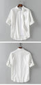 IMG 107 of Cotton Blend Shirt Soft Breathable Summer Flaxen Three-Quarter Length Sleeves Solid Colored Outerwear