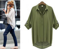 Img 1 - Quality Europe Lapel Bat Long Sleeved Loose Blouse Chiffon All-Matching Tops Blouse