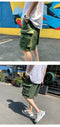 IMG 112 of insPopular Korean Summer Pocket Wide Leg Shorts Men Vintage All-Matching Teens Mid-Length Casual Pants Shorts
