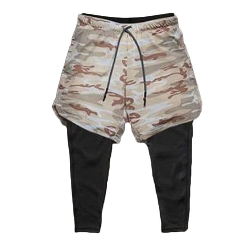 Img 9 - Summer Men Shorts Camo Prints Double Layer Pants Casual Sporty Three Quarter Bermuda Korean Bermuda Shorts