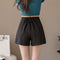 Img 2 - Korean High Waist Wide Leg Shorts Women Student Summer Black Slim Look A-Line Chiffon Culottes Casual Outdoor