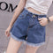 Img 1 - Navy Blue Denim Shorts Women Summer High Waist Plus Size Loose Korean Slim Look All-Matching Wide Leg Hot Pants