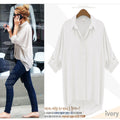 Img 2 - Quality Europe Lapel Bat Long Sleeved Loose Blouse Chiffon All-Matching Tops Blouse