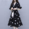 Img 2 - Europe Trendy Women Summer Korean Plus Size Elegant Loose Young Look Poker Dot A-Line Dress