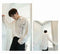 IMG 107 of Summer White Black Long Sleeved Shirt Men Korean Loose Trendy Casual Printed Shirt