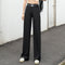 Img 7 - Ice Silk Wide Leg Pants Women High Waist Drape Black Loose Thin Floor Length Casual Straight Long Pants