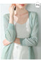 IMG 116 of Summer Women Flaxen Tops Silk Thin Knitted Cardigan Mid-Length Sunscreen Outerwear