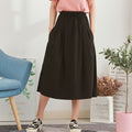 Img 6 - Korean Plus Size Solid Colored Loose Cotton Blend Women Elastic Waist High Skirt