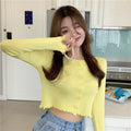 IMG 119 of Teens Summer Hong Kong Women Ruffle Sweater Short Cardigan Tops Outerwear