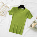 Summer Korean Round-Neck Silk Matching T-Shirt Women Slim Look Sweater Thin Tops Outerwear