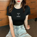 Popular Women INS Summer Korean Minimalist Alphabets Printed Slimming Slim-Look Round-Neck Short Sleeve Tops T-Shirt