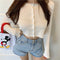 IMG 129 of Teens Summer Hong Kong Women Ruffle Sweater Short Cardigan Tops Outerwear