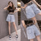 Img 1 - Popular Korean Denim Shorts Women Summer High Waist Elastic Slim Look A-Line Wide Leg Hot Pants