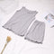 Tank Top Shorts Two-Piece Sets Summer Home Pajamas Ruffle Casual Breathable Women Sleeveless Tops Sleepwear