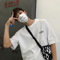 Img 6 - Summer Short Sleeve Men Loose Mid-Length T-Shirt Korean Trendy Half Sleeved Minimalist All-Matching Tops T-Shirt