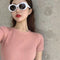 Img 3 - Summer Korean Round-Neck Silk Undershirt T-Shirt Women Slim Look Sweater Thin Tops