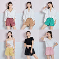 Img 2 - High Waist Clouds Shorts Women Summer Loose Slim Look Korean Short Hot Pants Plus Size Wide Leg Casual A-Line