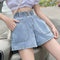 Img 1 - Denim Shorts Women Summer insHigh Waist Korean Loose Cozy Pocket A-Line Wide Leg Hot Pants