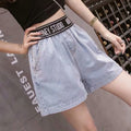 Img 4 - Popular Korean Denim Shorts Women Summer High Waist Elastic Slim Look A-Line Wide Leg Hot Pants