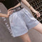 Img 4 - Popular Korean Denim Shorts Women Summer High Waist Elastic Slim Look A-Line Wide Leg Hot Pants