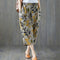 Img 2 - Summer Vintage Chiffon Three Quarter Casual Pants Women Loose Printed Straight Wide-legged