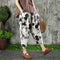 IMG 111 of Summer Vintage Chiffon Three Quarter Casual Pants Women Loose Printed Straight Wide Leg Pants