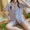 IMG 115 of Pajamas Women Summer Short Sleeve Fresh Looking Cardigan Lapel Sets Loungewear Sleepwear