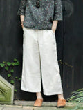 IMG 124 of Summer Korean Art Cotton Blend High Waist Wide Leg Pants Women Plus Size Slim Look Elastic Casual Pants