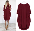 Img 7 - Solid Colored Round-Neck Loose Spliced Plus Size Women Long Dress