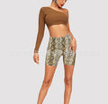 IMG 108 of Trendy Sexy Leopard Stripes Snake Print Hip Flattering Shorts Casual Pants Fitted Shorts