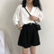 Img 1 - Suits Shorts Women Slim Look Korean Popular Loose All-Matching Casual Outdoor A-Line Straight Wide Leg Pants