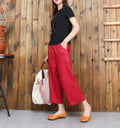 IMG 121 of Summer Korean Art Cotton Blend High Waist Wide Leg Pants Women Plus Size Slim Look Elastic Casual Pants