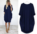 Img 9 - Solid Colored Round-Neck Loose Spliced Plus Size Women Long Dress