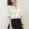 Img 2 - Short Sleeve Chiffon Blouse Summer Korean Fresh Looking Tops Loose Slim Look Doll Collar Shirt Blouse