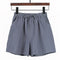 Img 12 - High Waist Cotton Blend Women Summer Loose Line Slim-Look Korean Short Plus Size Thin Wide Leg Casual Shorts