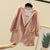 Img 4 - Blazer Women Flaxen Solid Colored Slim Look Korean Popular Cotton Blend Suit Three-Quarter Length Sleeves Thin